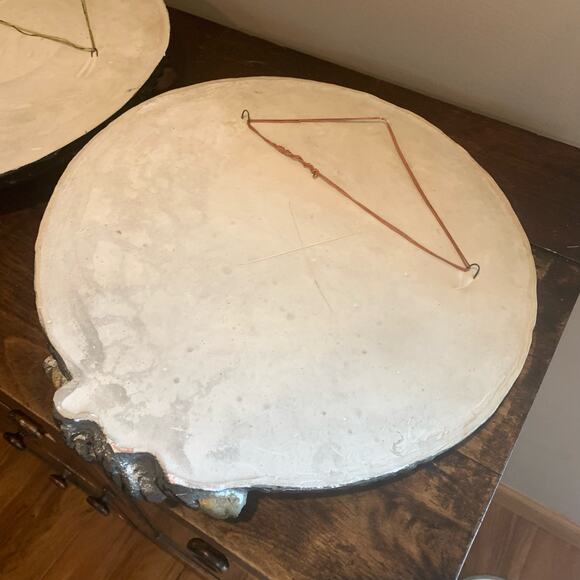 Vintage‎ MCM Mid Century Chalkware Asian Man Woman large 3D Wall Hanging Set - Picture 9 of 9